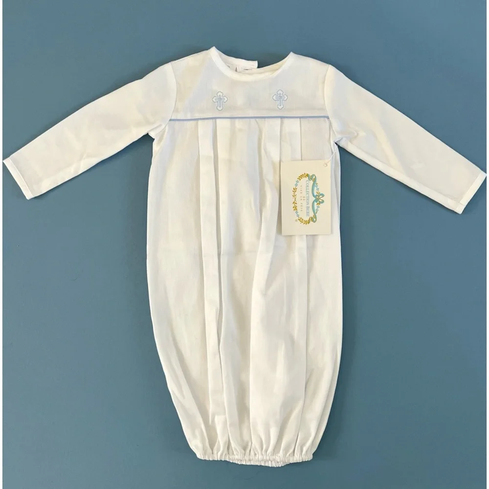 NWT Vive La Fete The Cross Embroidered Pique Christening Gown